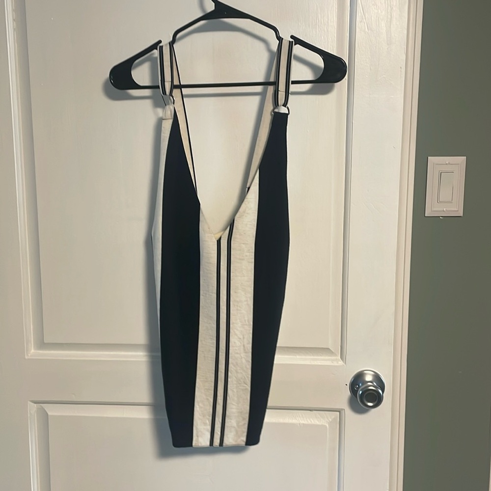 TOPSHOP Striped Linen-Blend Tank